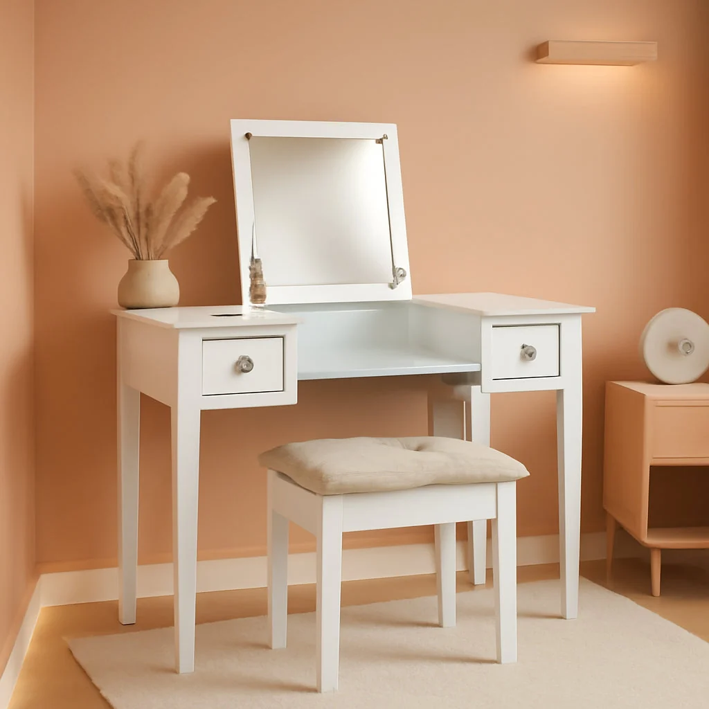 Selected White Solid Wood Vanity Set Featuring Oversized Mirror Durable