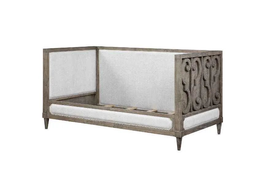 High-End Artesia - Twin Daybed - Tan Fabric Salvaged Natural First-Class
