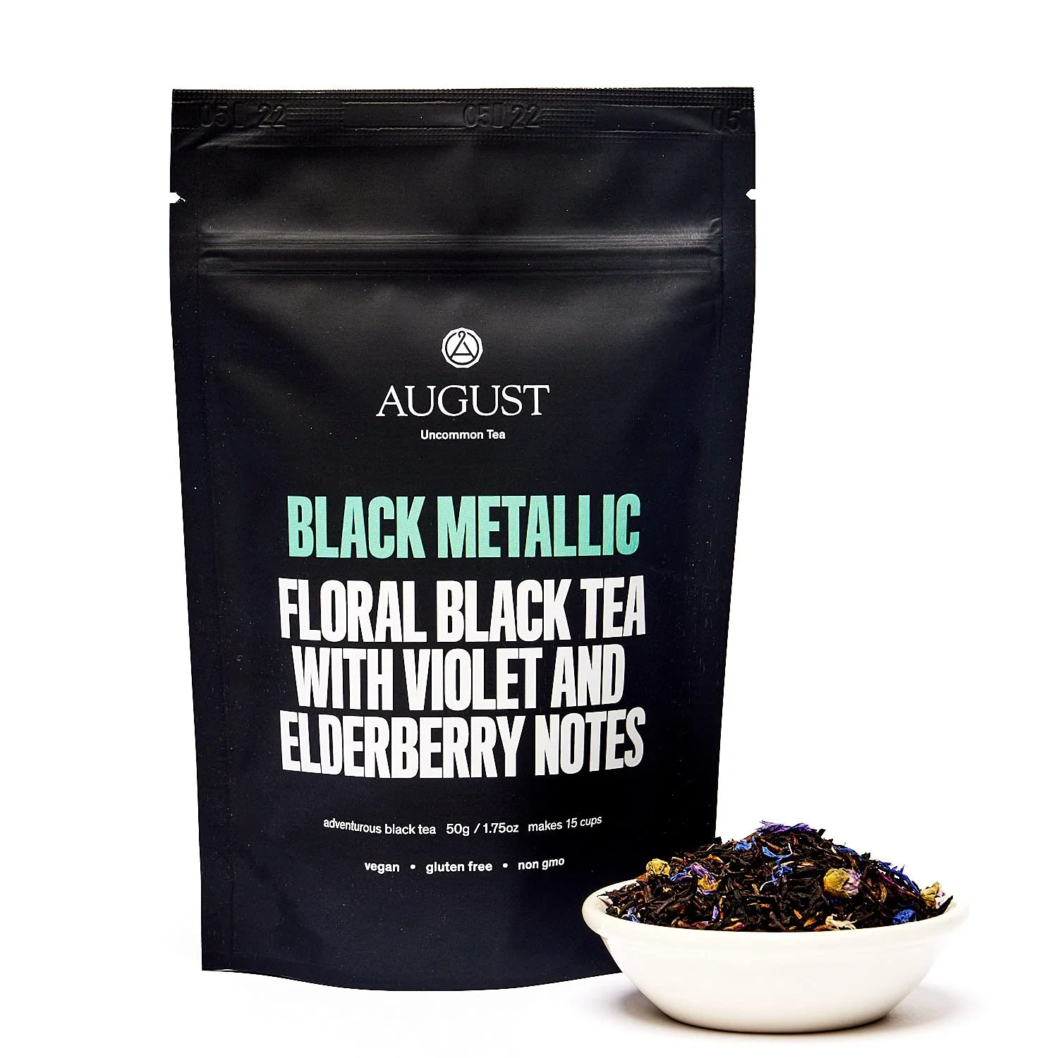 Smart August Uncommon Black Metallic Violet amp Elderberry Black Tea 1.75oz Lush Blend with Dark Berry and Floral Notes – Loose Leaf Tea Caffeinated for Daily Enjoyment in a Resealable Pouch Original