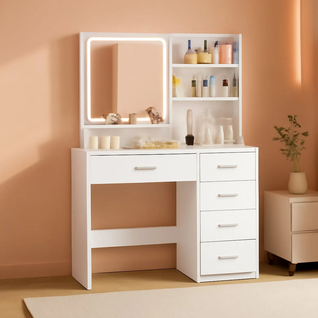 Original Makeup Vanity Desk With Illuminated Mirror Storage Crafted