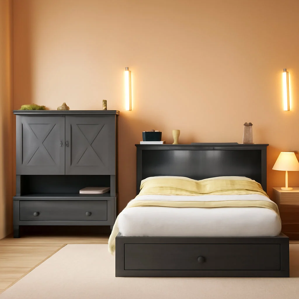 Certified Gray Murphy Cabinet Bed Queen Multi Functional Mattress Natural