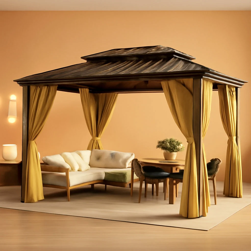 Functional 10x15 Hardtop Gazebo With Fireproof Curtain Netting Powerful