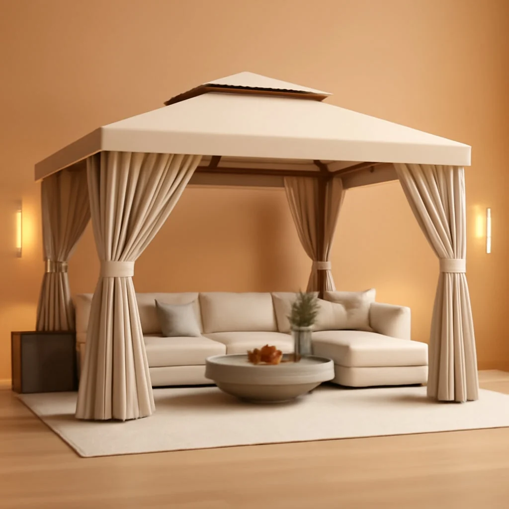 Functional 12x10ft Outdoor Gazebo Stainless Steel Frame Durable Pure