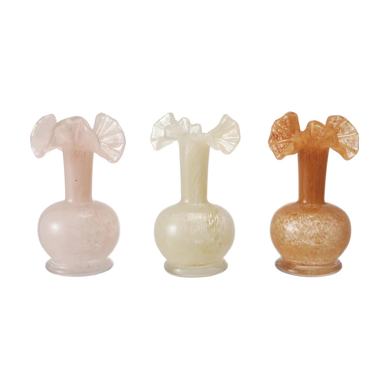 Optimized Art Glass Vase w Ruffle 3 Colors Verified