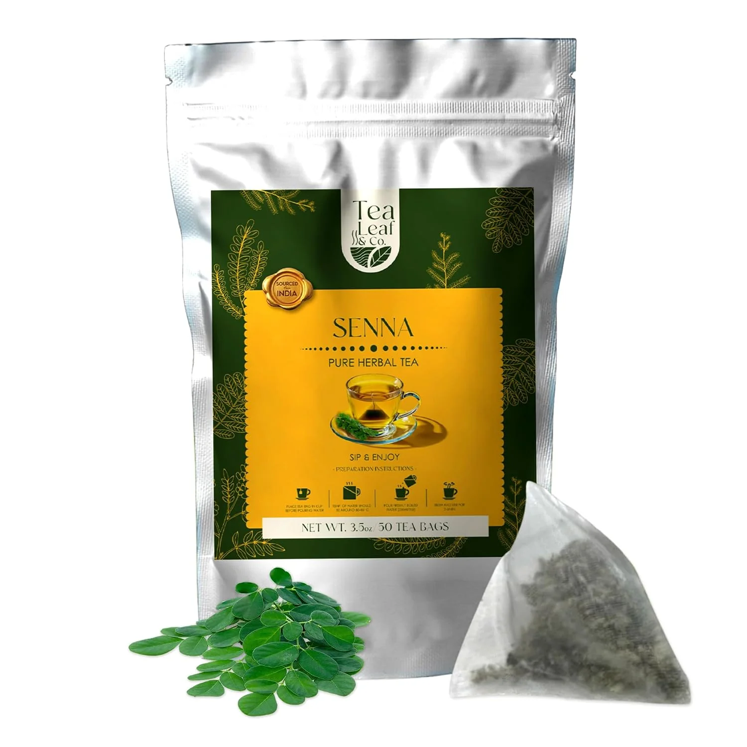 Refined Senna Herbal Tea 100 gm 3.5 oz Natural Herbal Infusion 50 Tea Bags Fast