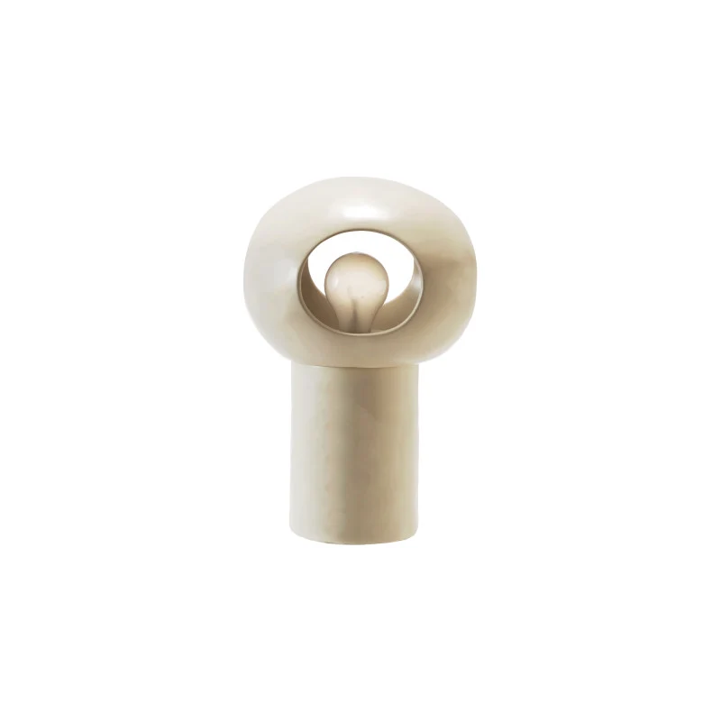 Classic Stoneware Table Lamp w Cut-Outs Inline Switch Matte Bone Color Trendy