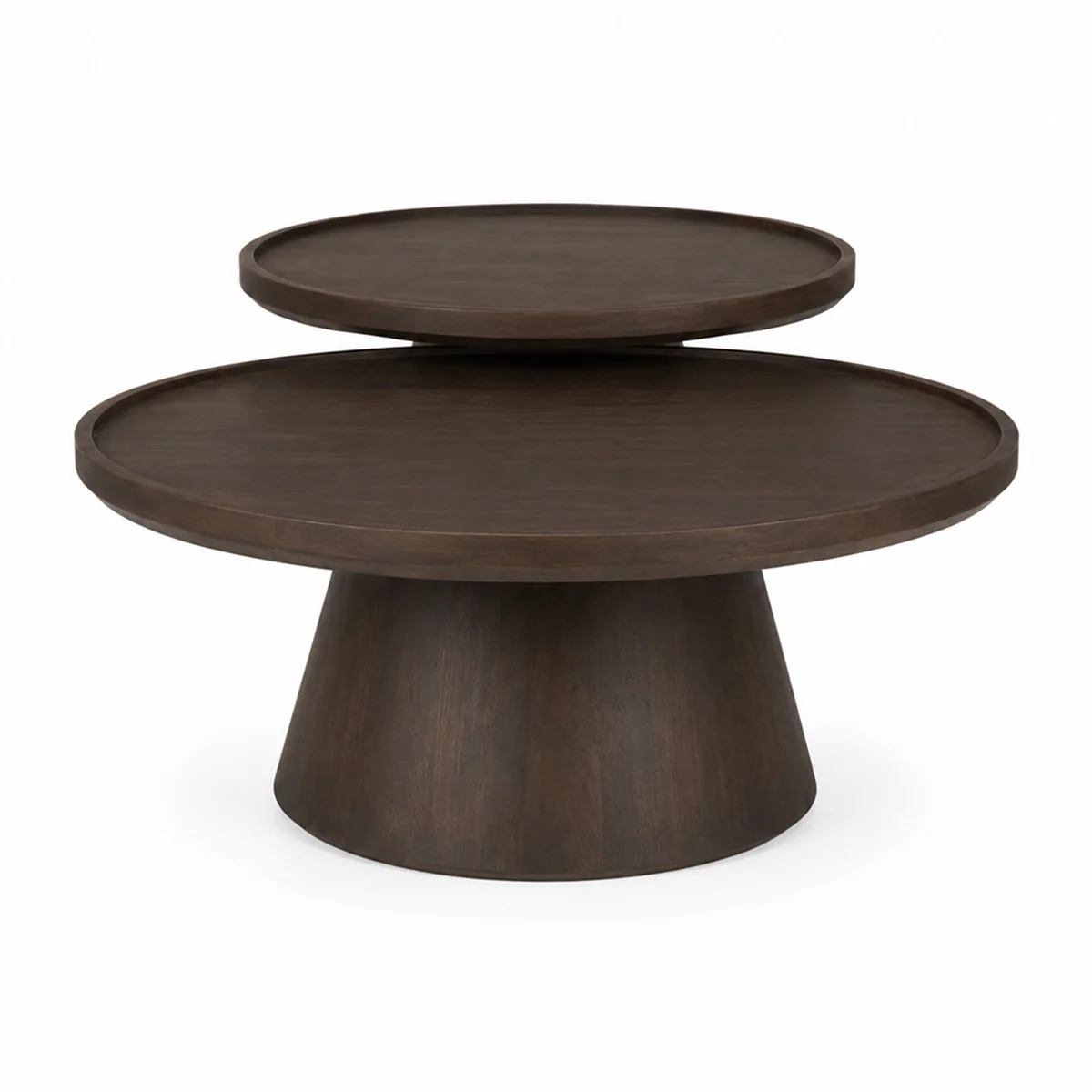 Comfortable Takoda Dark Brown Wood Tapered Drum Nesting Coffee Tables Healthy