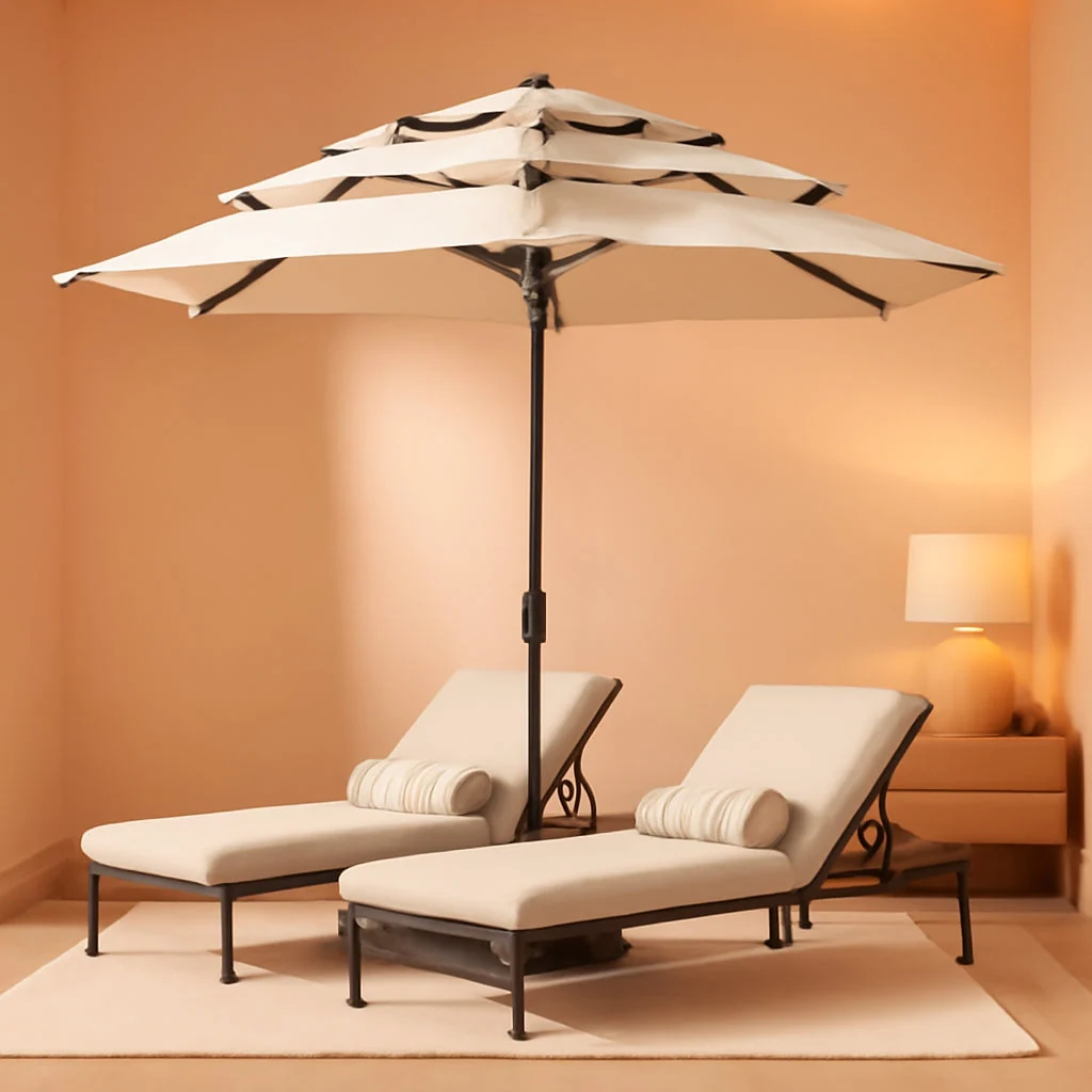 Breathable Nine Foot 3Tier Patio Umbrella Beige Fade Weatherproof First-Class