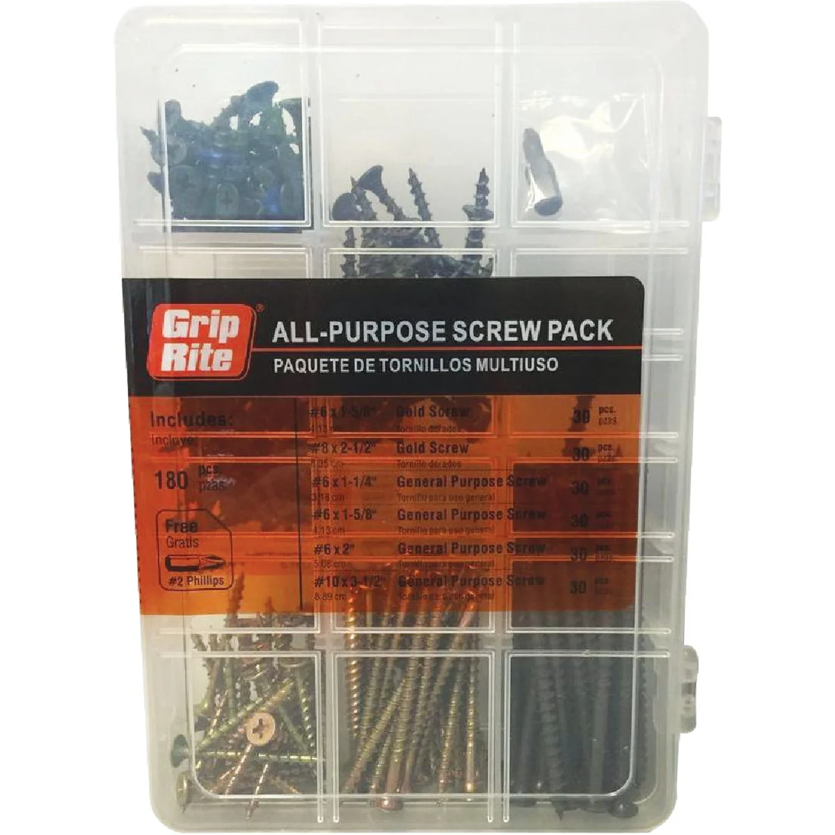 Elite Grip-Rite All-Purpose Interior Steel Screw Assortment Kit 170 Pcs. Easy-to-Use