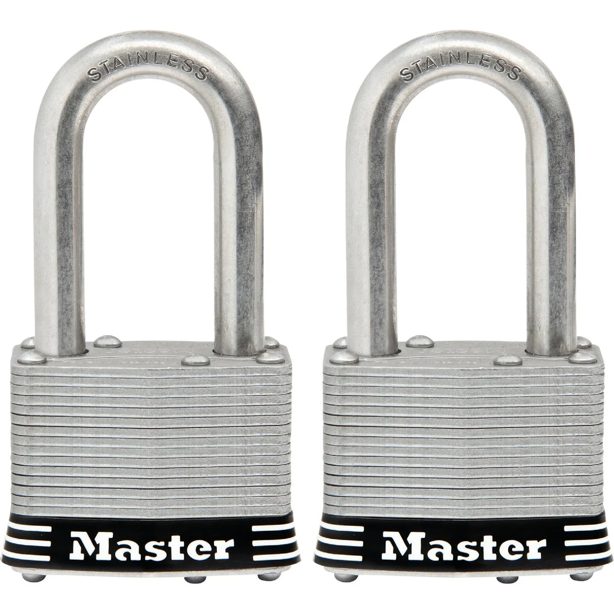 Smart Master Lock 1-3 4 In. Laminated Stainless Steel Keyed Padlock with 1-1 2 In. Shackle 2-Pack Efficient