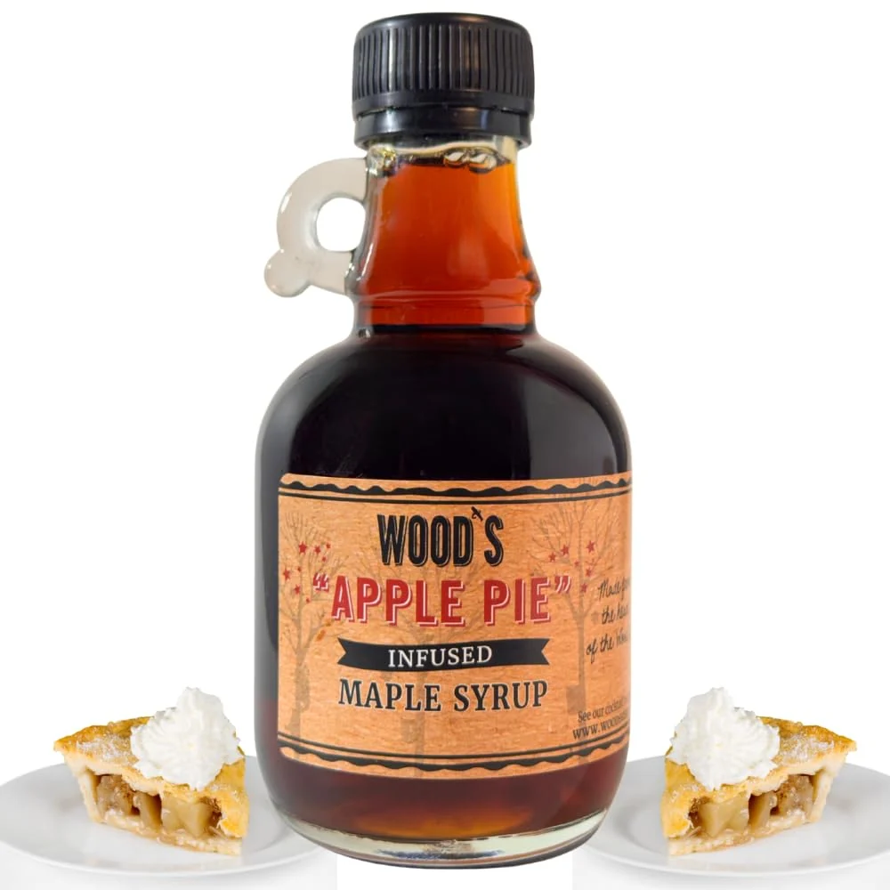 Excellent Wood s Vermont Apple Pie Maple Syrup – Infused Vermont Maple Syrup with Warm Spices Apple Flavor Small-Batch Vegan Natural Sweetener for Pancakes Ice Cream Cocktails Baking 8.45 Fl Oz 250mL Top-Quality
