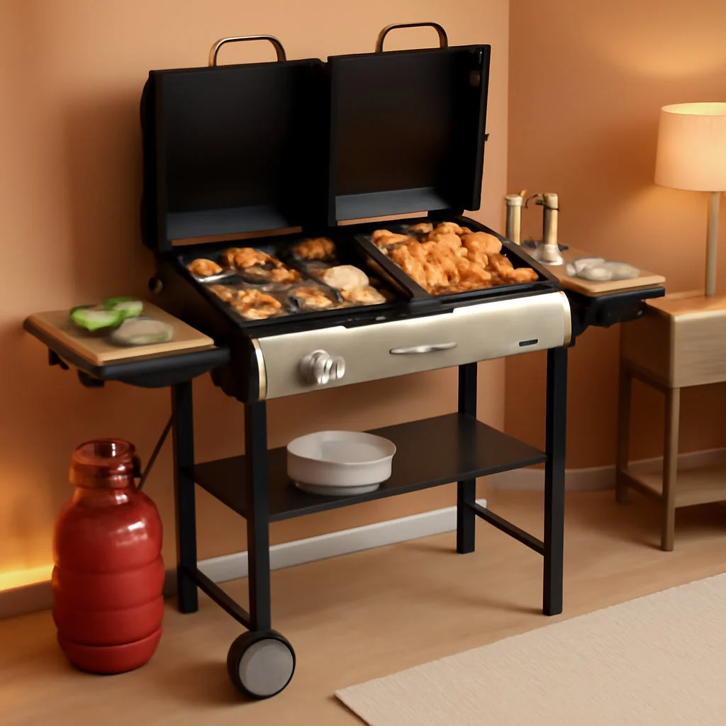 Smooth Propane Charcoal Grill Multifunctional Lid Outdoor Backyard Carefully Designed