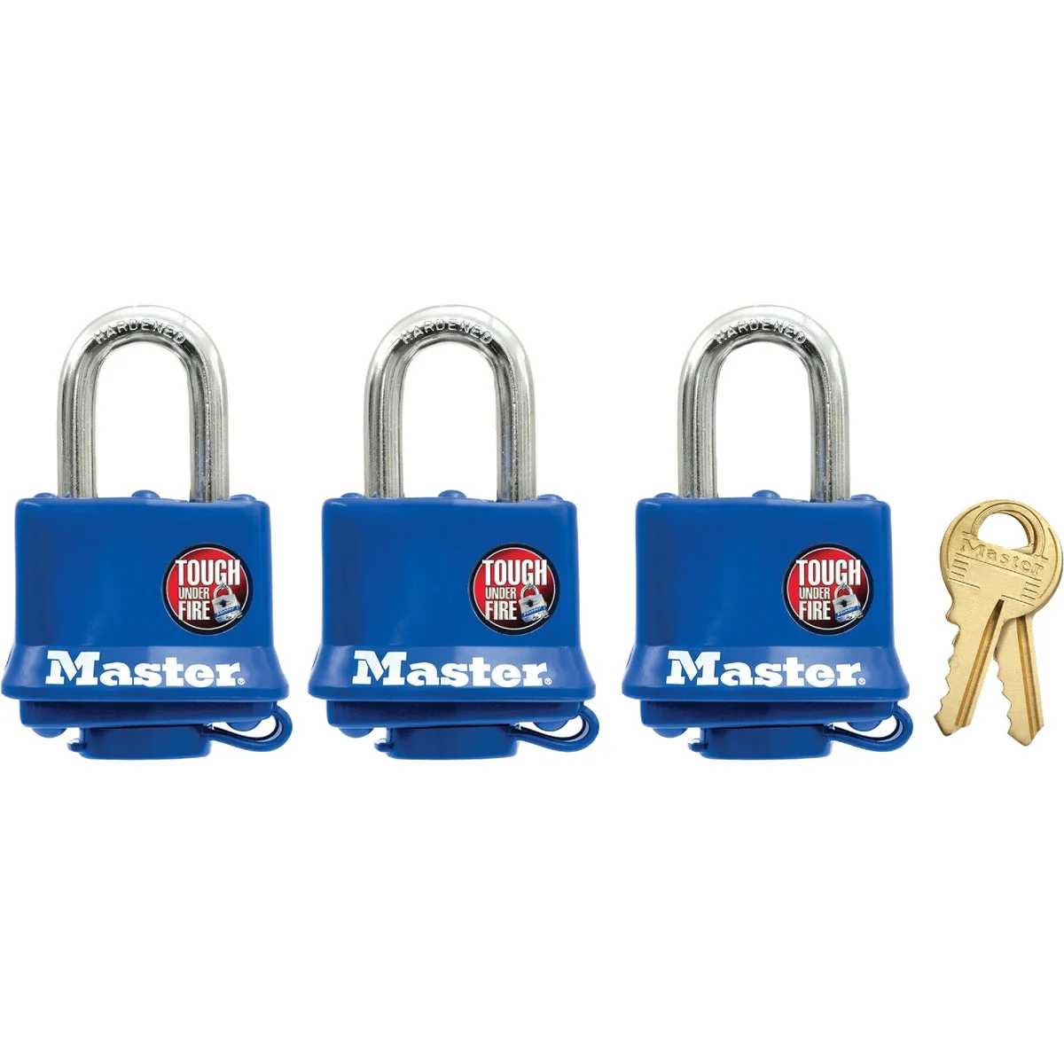 Fine Master Lock 1-9 16 In. W. Covered Laminated Steel Pin Tumbler Padlock Blue 3-Pack Pure