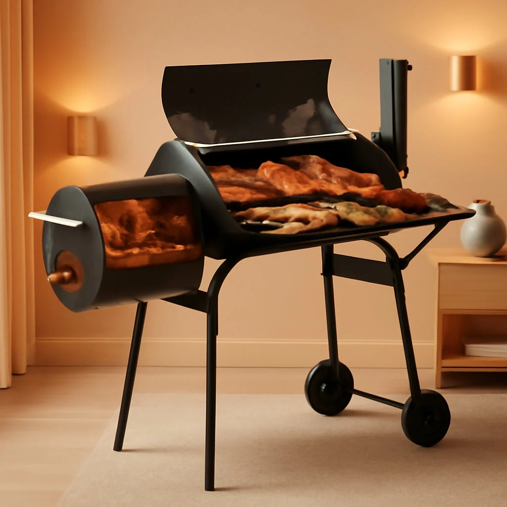 Excellent Charcoal Grill Featuring Offset Smoker And Thermometer High-Quality