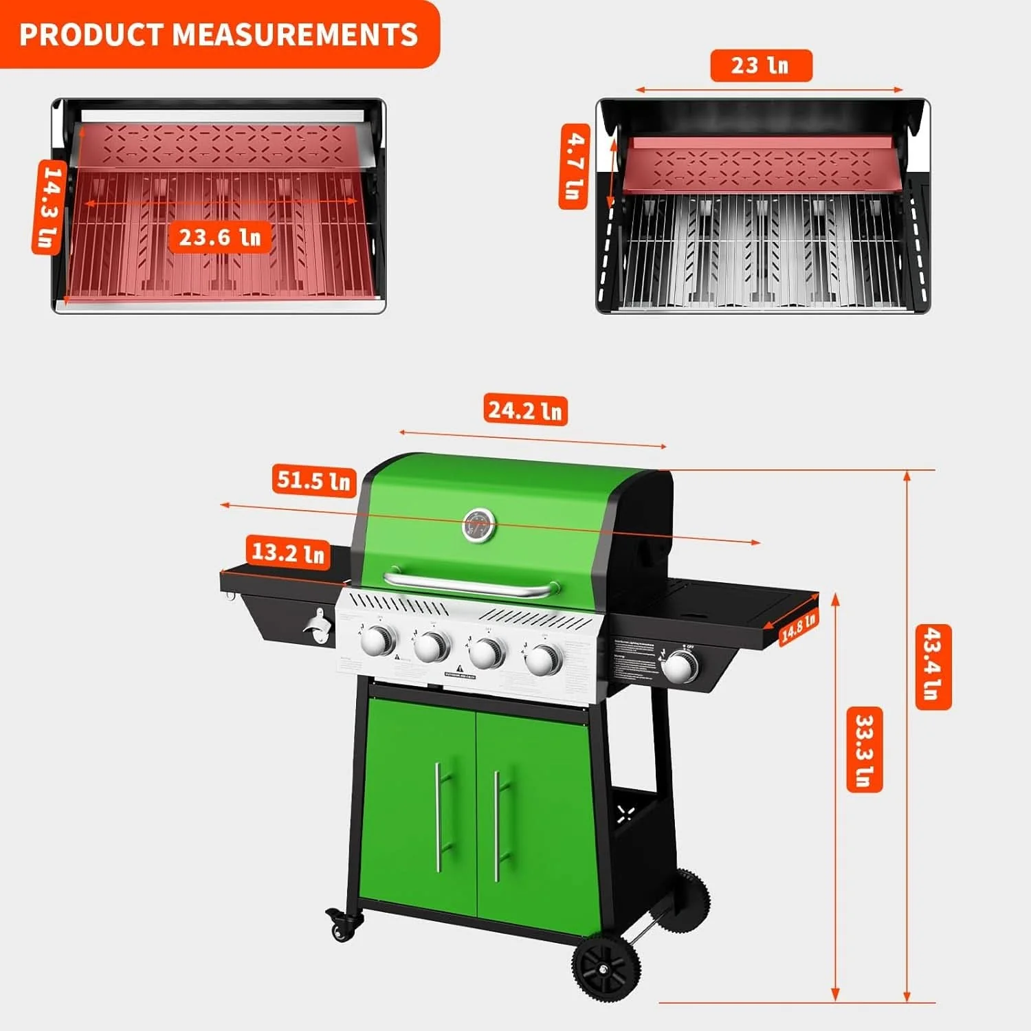 Certified Green Four Burner Propane Stainless Barbecue Grill Genuine