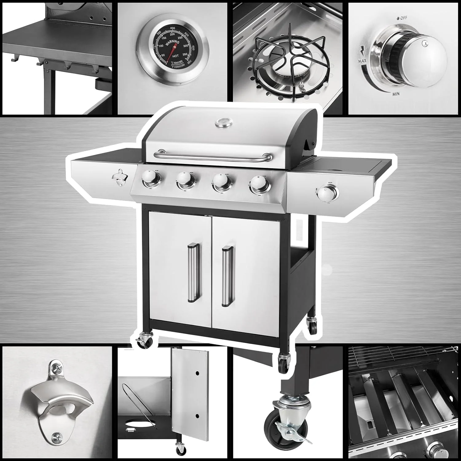 Reliable Four Burner Propane Grill With Barbecue Side Burner Sophisticated
