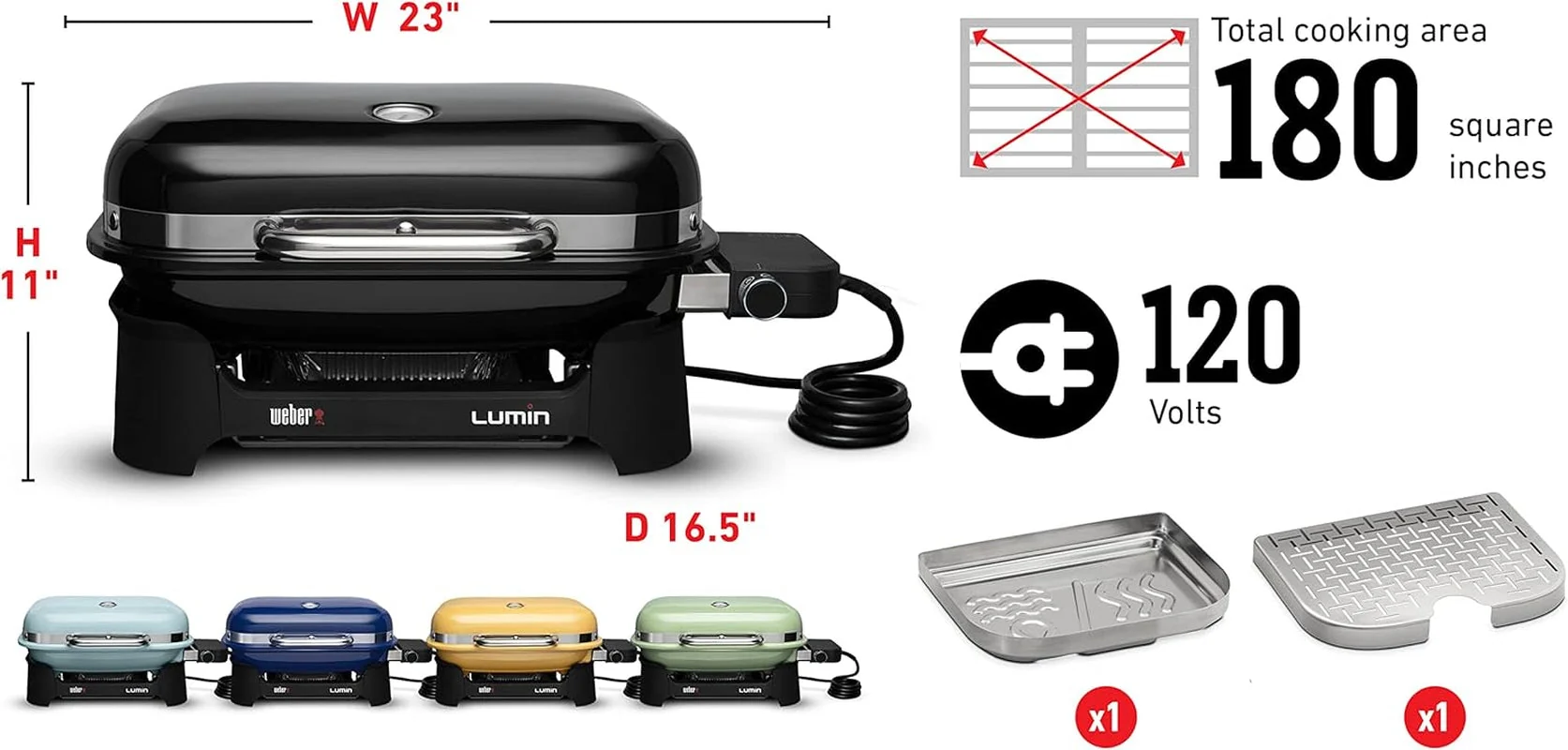 Selected Weber Lumin Ultracompact Electric Outdoor Grill Black Powerful