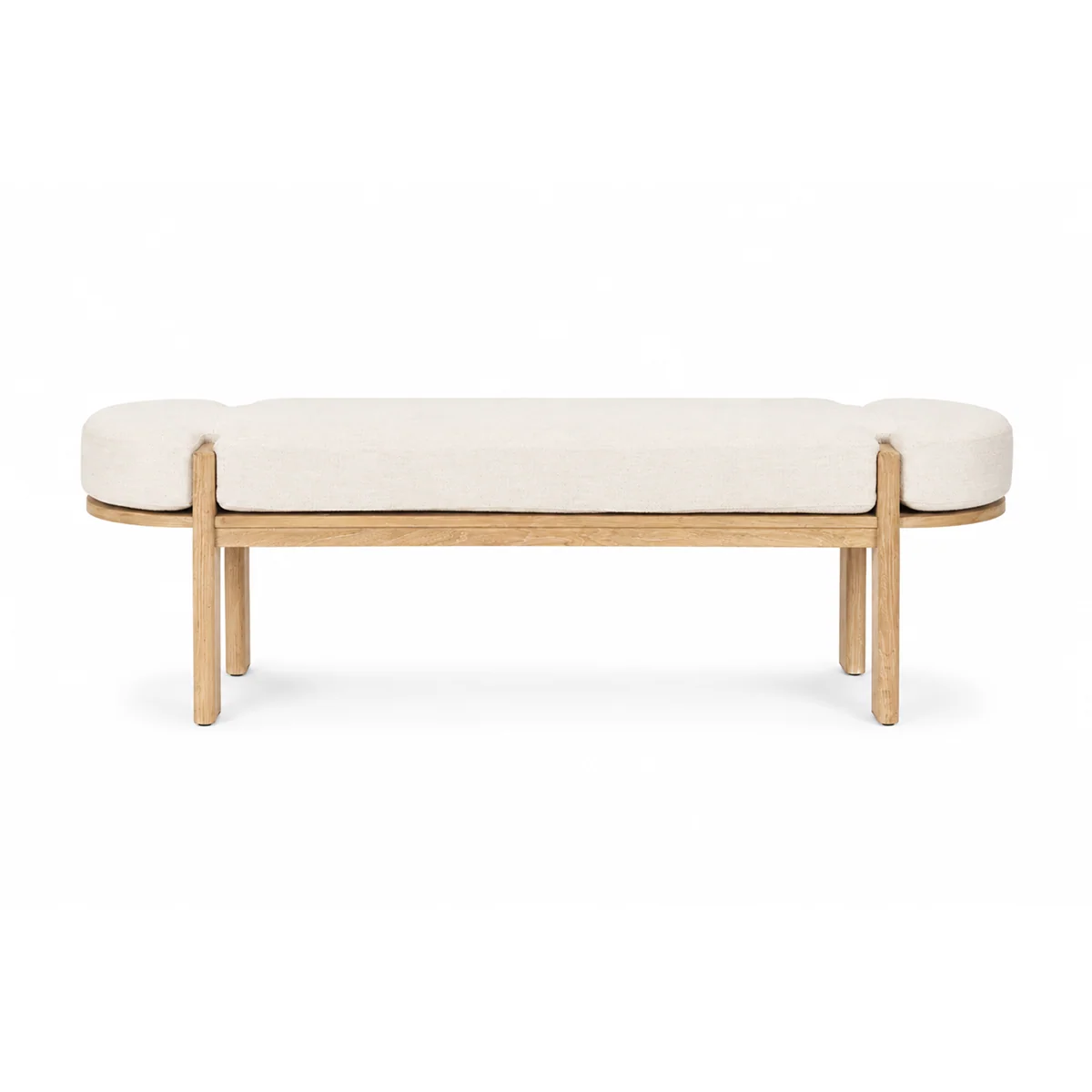 Top-Quality Sohan Light Brown Elm Wood w Oatmeal Fabric Bench Elite