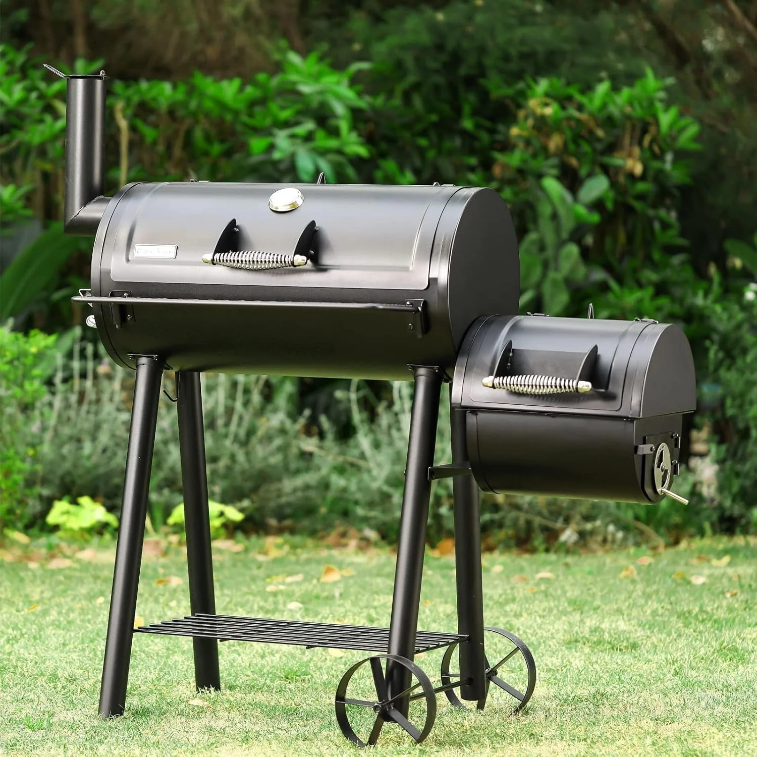 Exclusive Charcoal Grill With Offset Smoker 512 SquareInch Black Breathable
