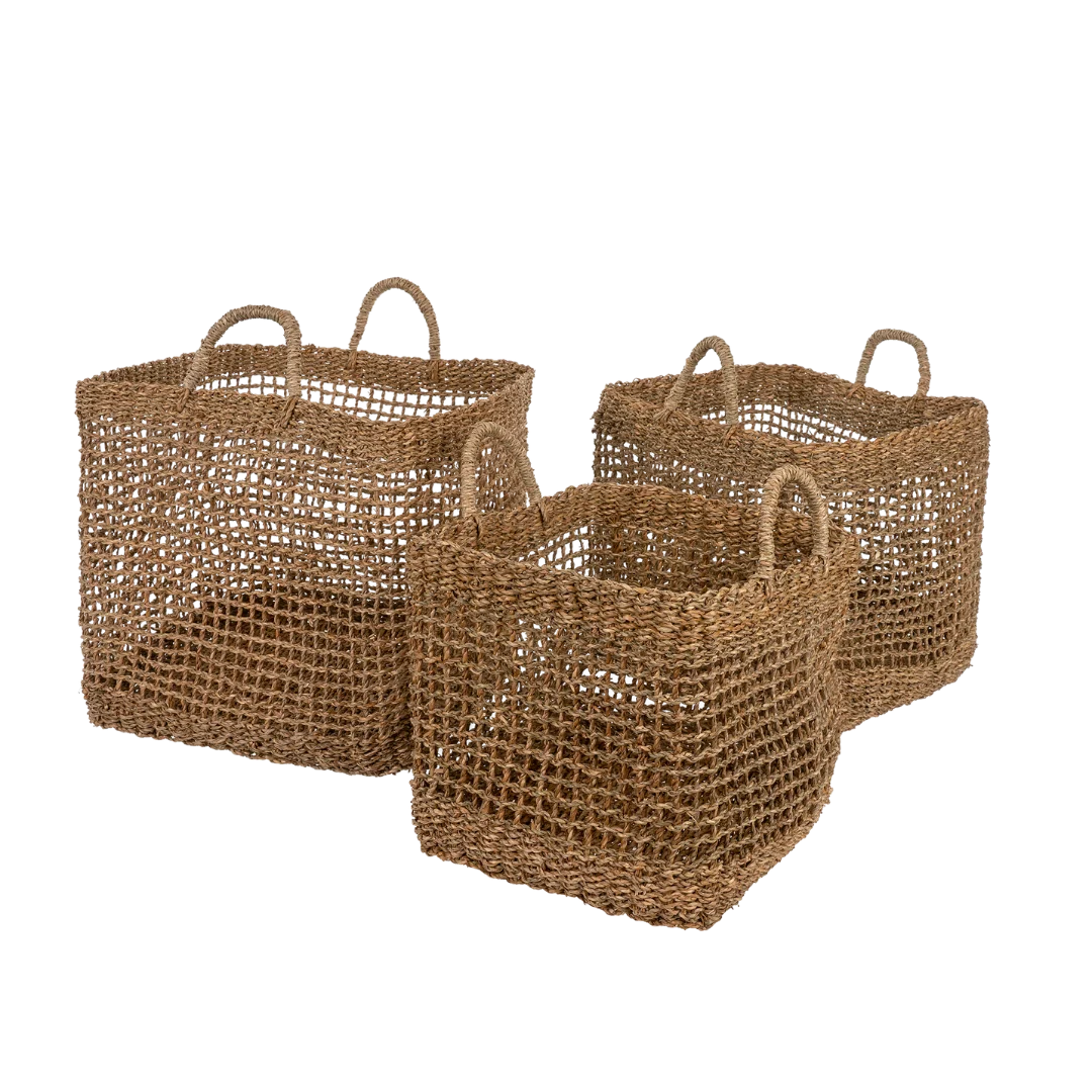 Safe Costa Woven Square Baskets S 3 Contemporary