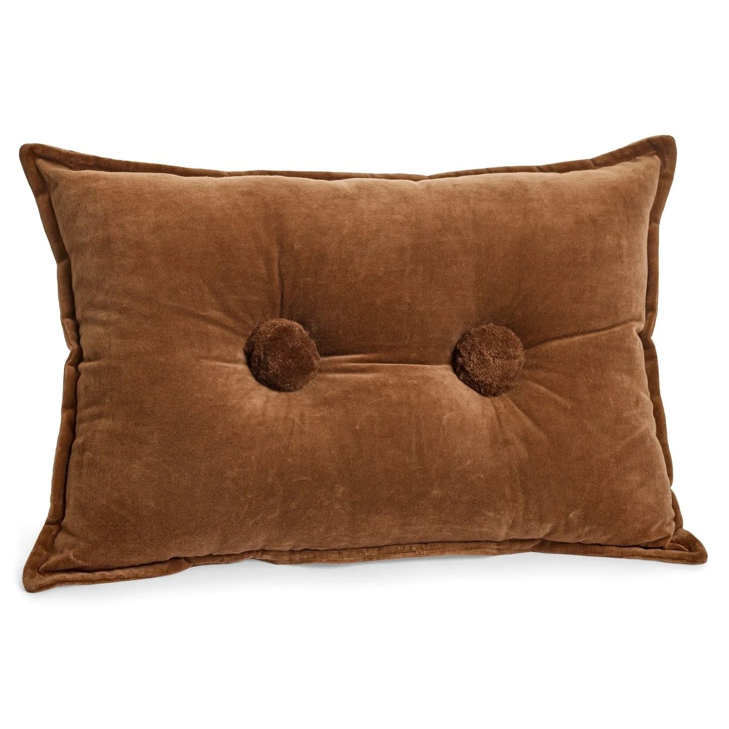Exclusive CUSHION BUBBLE FILLED COTTON VELVET BROWN 14X20 Modern