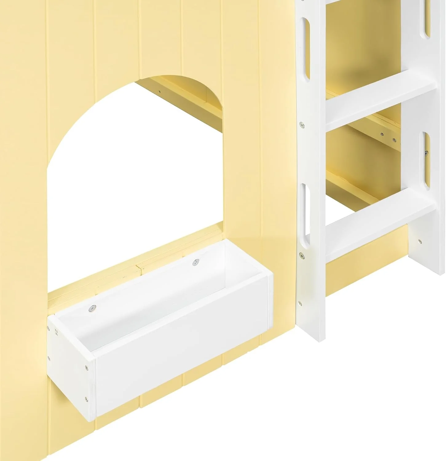 Modern Primrose Yellow Full Size Kids Loft Bed With PlayArea Minimalist