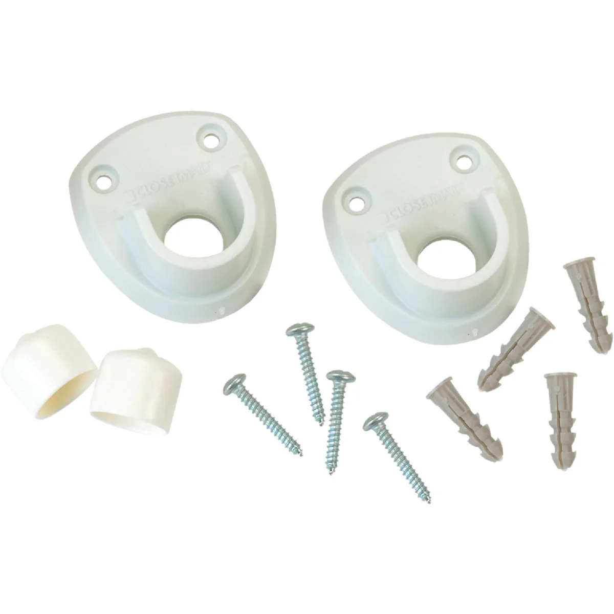 Smooth ClosetMaid SuperSlide 3 4 In. Resin Closet Rod Side Wall Bracket White 2-Pack Contemporary