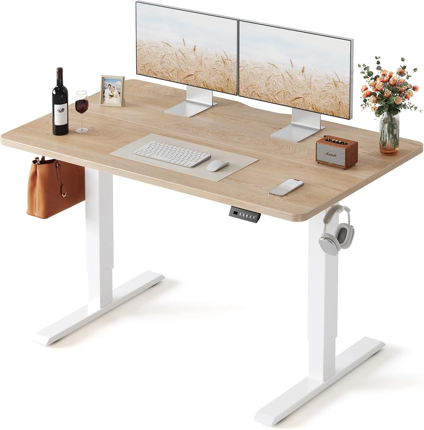 Carefully Designed Electric Standing Desk 48x24 Inches Adjustable White Solid