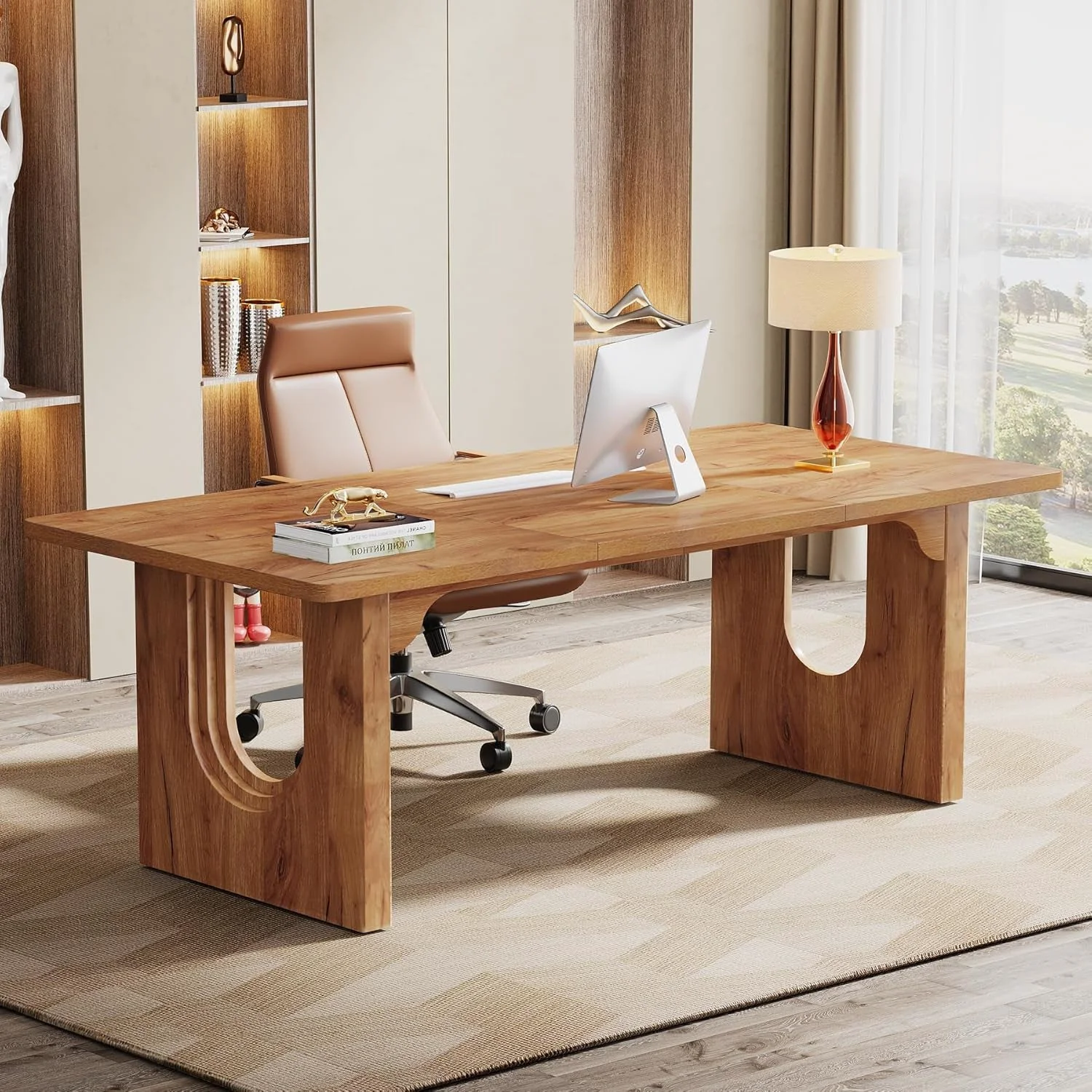 Responsible Executive Desk 70.9 Inch Brown Computer Workstation Casual