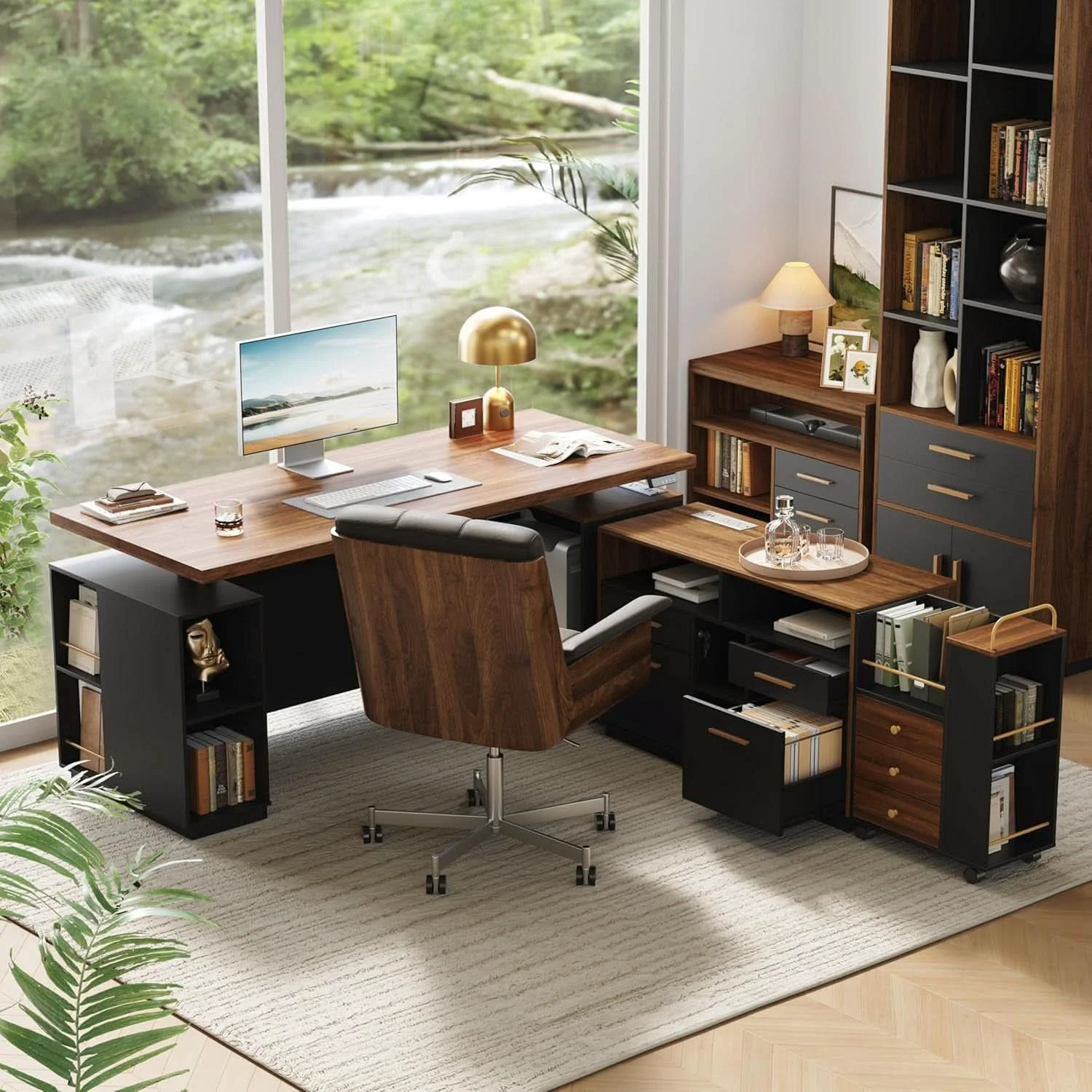 Sustainable 71 Inches Electric Standing Desk Lockable Cabinets Lightweight