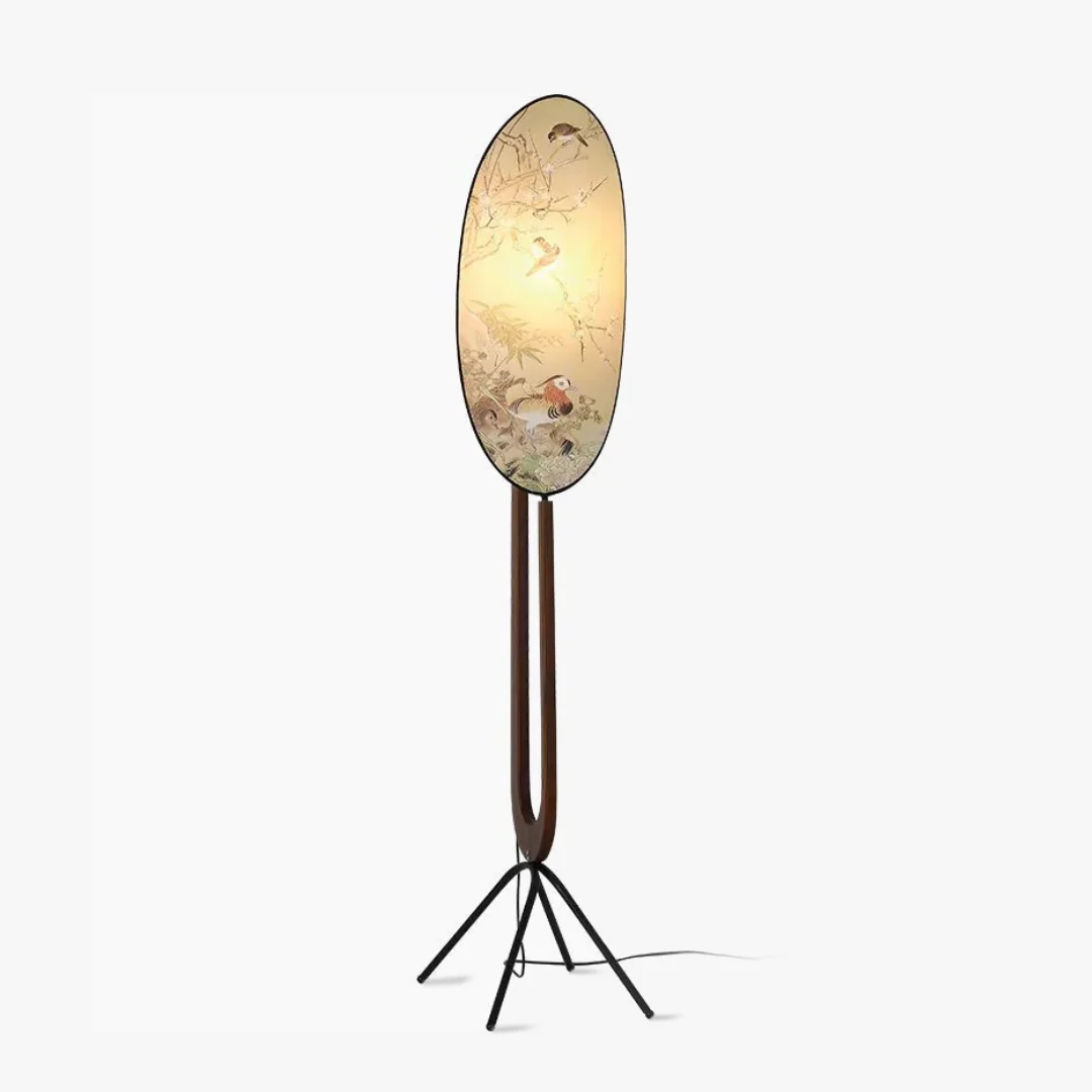 Elegant Classical Bird Painting Floor Lamp Soft