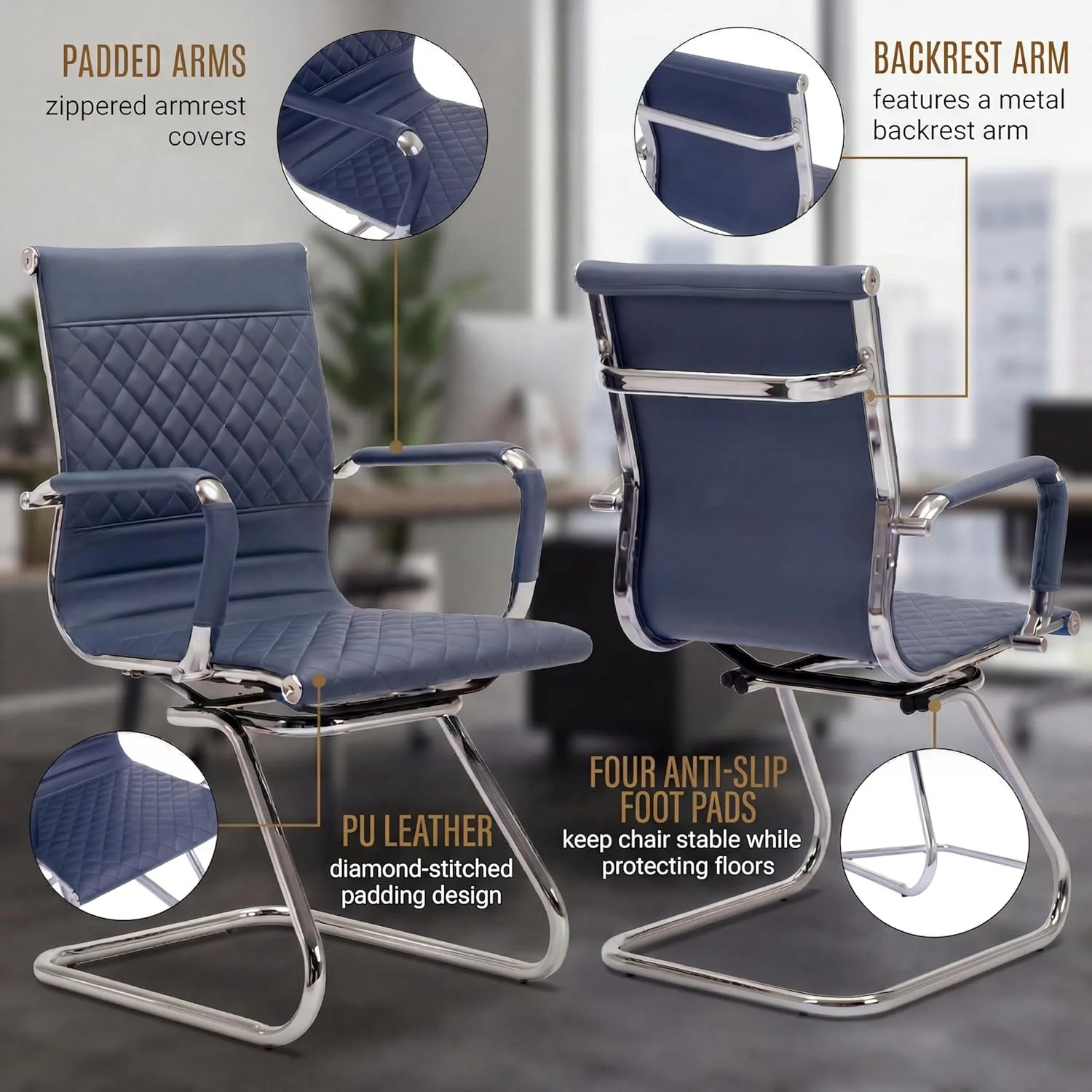 Sophisticated Ergonomic Navy Blue Premium Grade Office Desk Chair Efficient