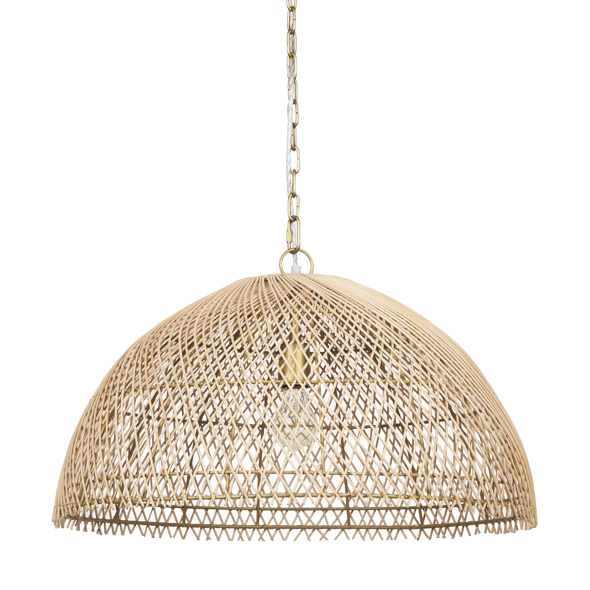 Carefully Designed Thad 1-Light Natural Woven Rattan Dome Pendant Easy-to-Use