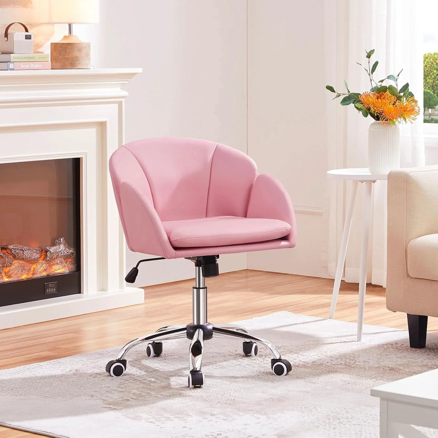 Superior Pink Petal Desk Chair Swivel Upholstered Office Chair Proven