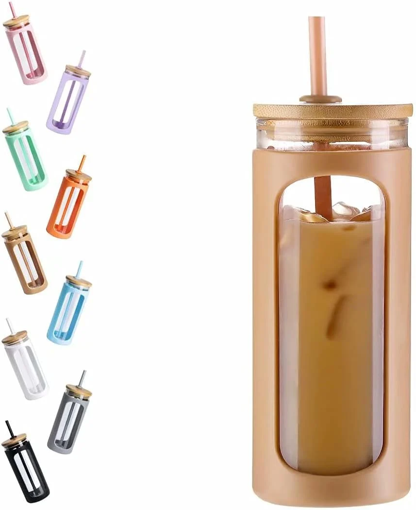 Contemporary Kodrine 20oz Glass Water Tumbler with Straw and Lid Bamboo Lids Water Bottle Iced Coffee Cup Reusable Reliable