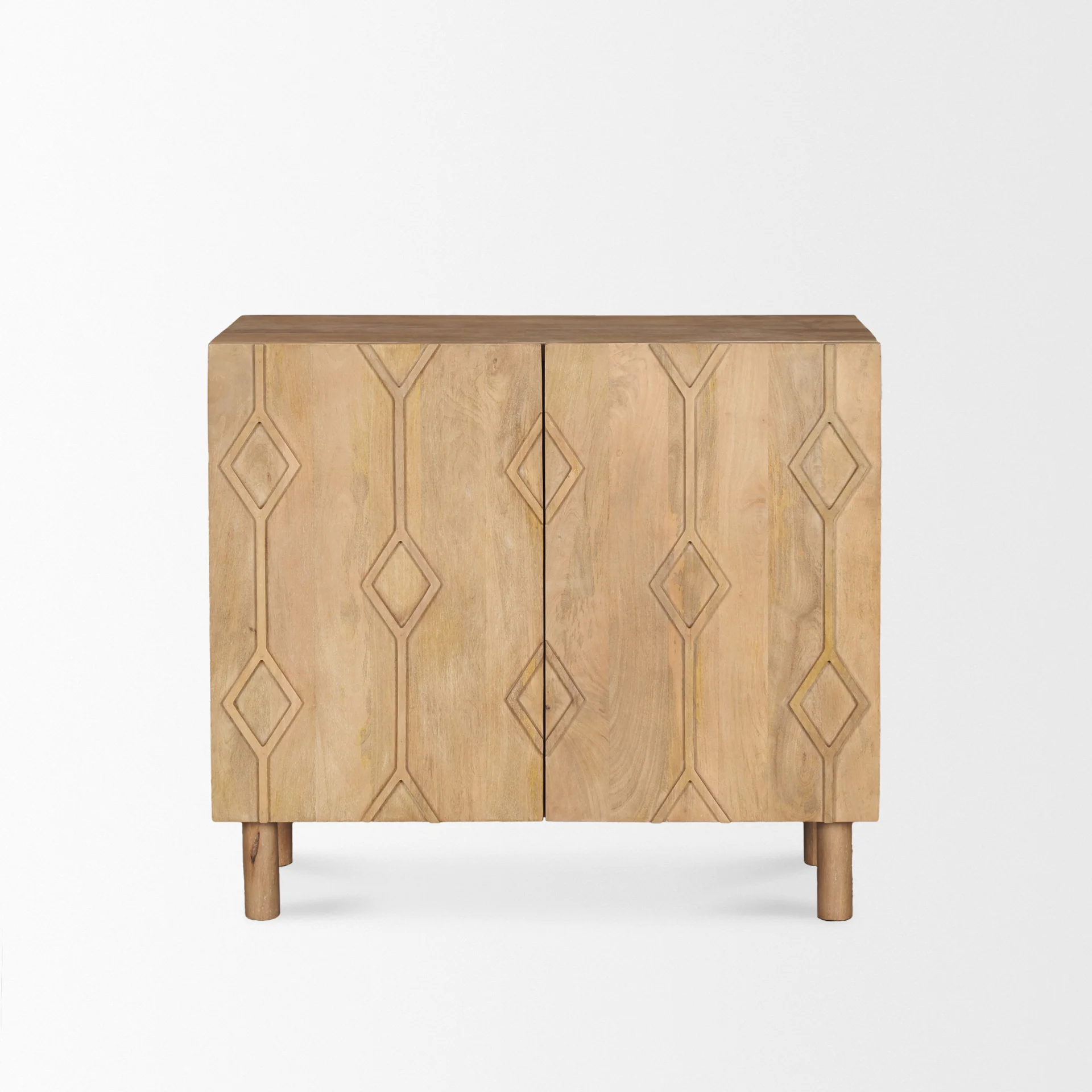Consistent Heera Light Brown Diamond Motif w Shelf Accent Cabinet Premium Material