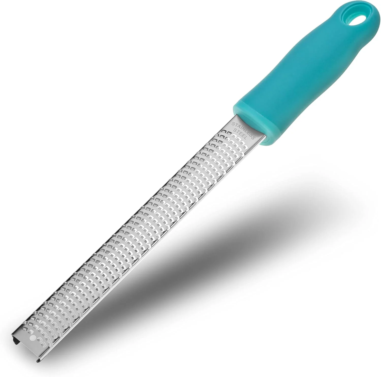 Recyclable Lemon Zester Stainless Steel Kitchen Cheese Grater Plastic Cover Ergonomic Soft Blue Handle Casual