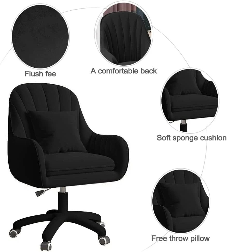 Crafted Velvet Home Office Chair Height Adjustable For Desk Use Healthy
