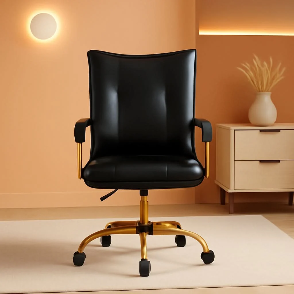World-Class Black Office Desk Chair With Adjustable Height Elegant Reliable