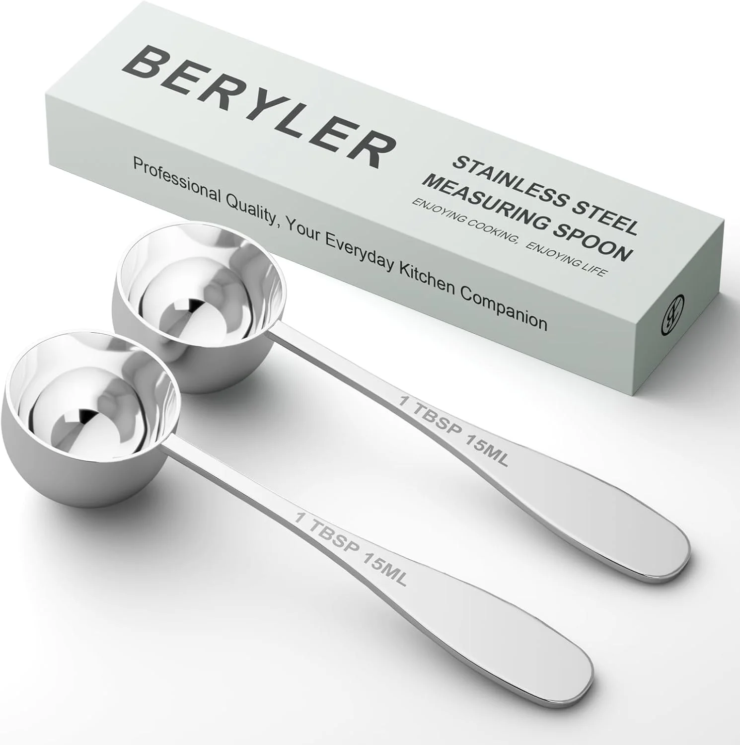 Practical 2PCS 1tbsp 3tsp 15 ml Single Measuring Spoon Stainless Steel Individual Teaspoon Metal Measure Scoop with Gift Box Consistent