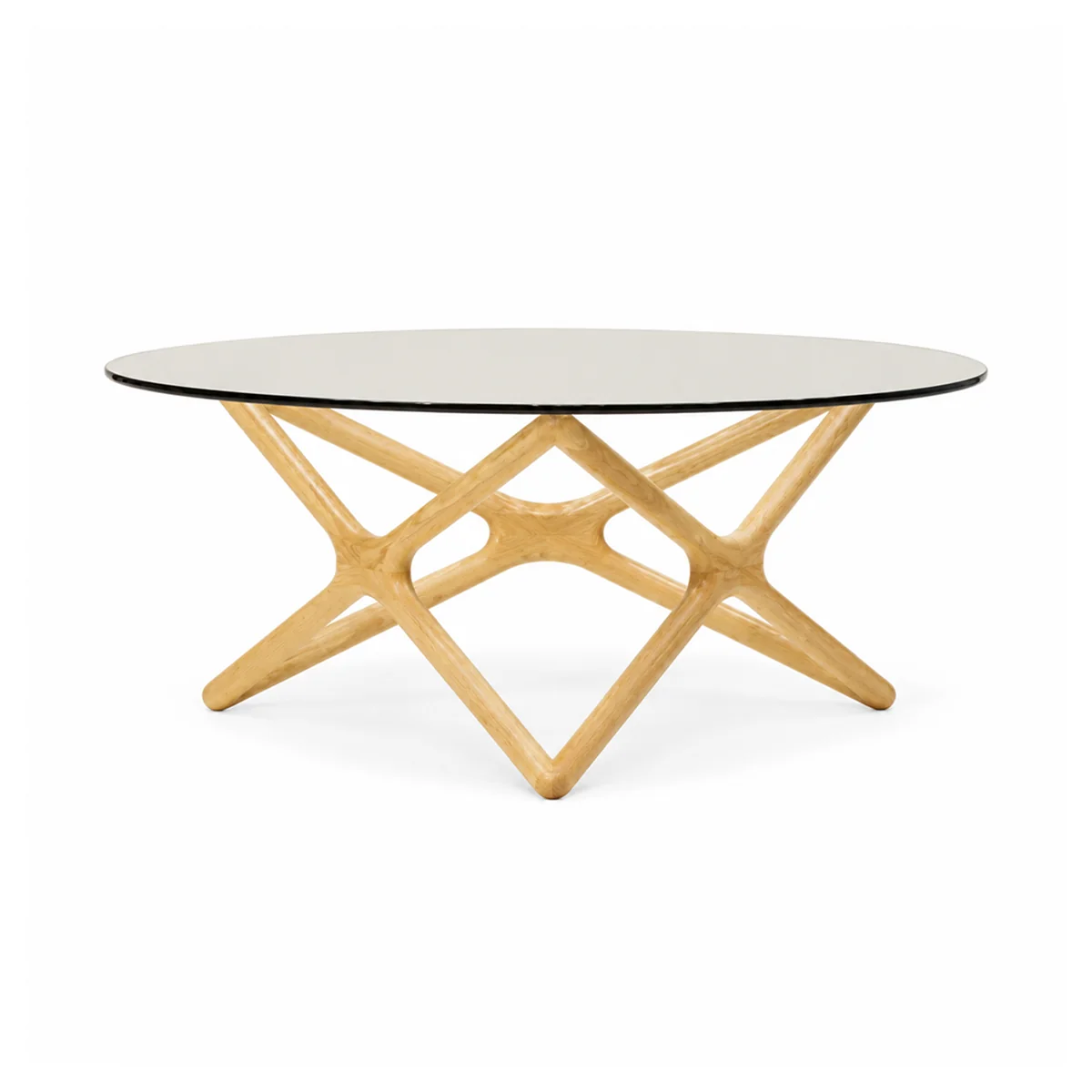 Luxury QUASAR Coffee Table Round Natural Ash Stain Base Smart