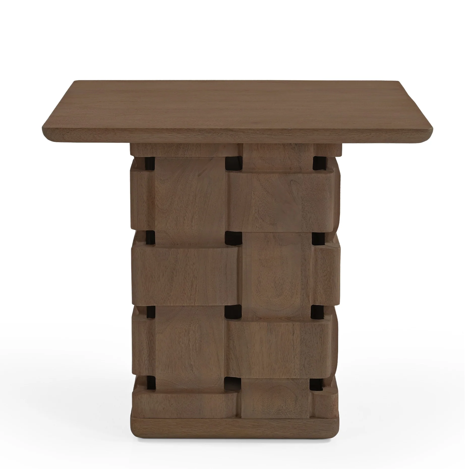 Superior Pre - Only Trellyn Carved Woven Base Square Accent Table Long-Lasting