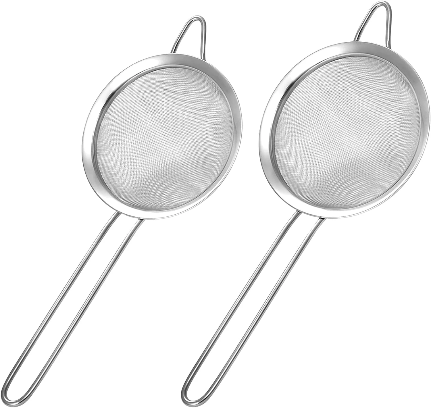 Traditional 2 Pack Fine Mesh Strainer Small Stainless Steel Sieves with Handles for Steeping Loose Leaf Tea Straining Cocktail Juice and Sifting Flour Optimized