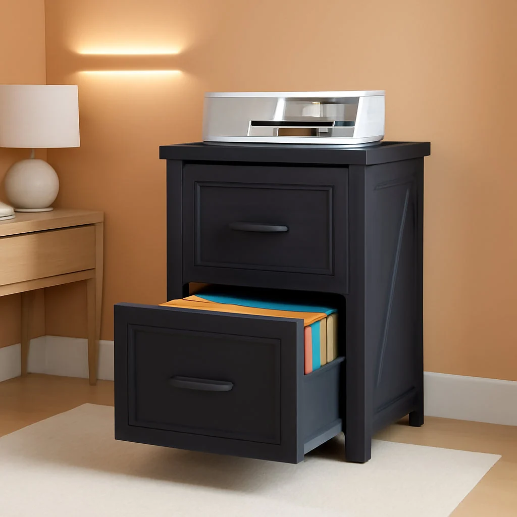 Official Black Farmhouse Vertical Adjustable File Cabinet Drawer Fashionable