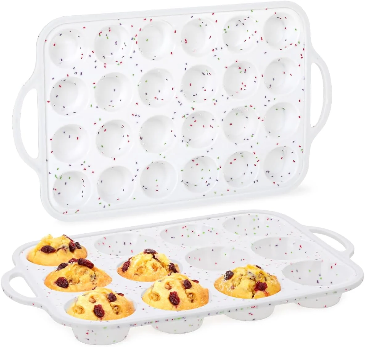 First-Class Caketime 12 Cups 24 Cups Silicone Muffin Pan with Metal Frame Regular Mini Muffin Pan Set for Baking 2 Pack Original