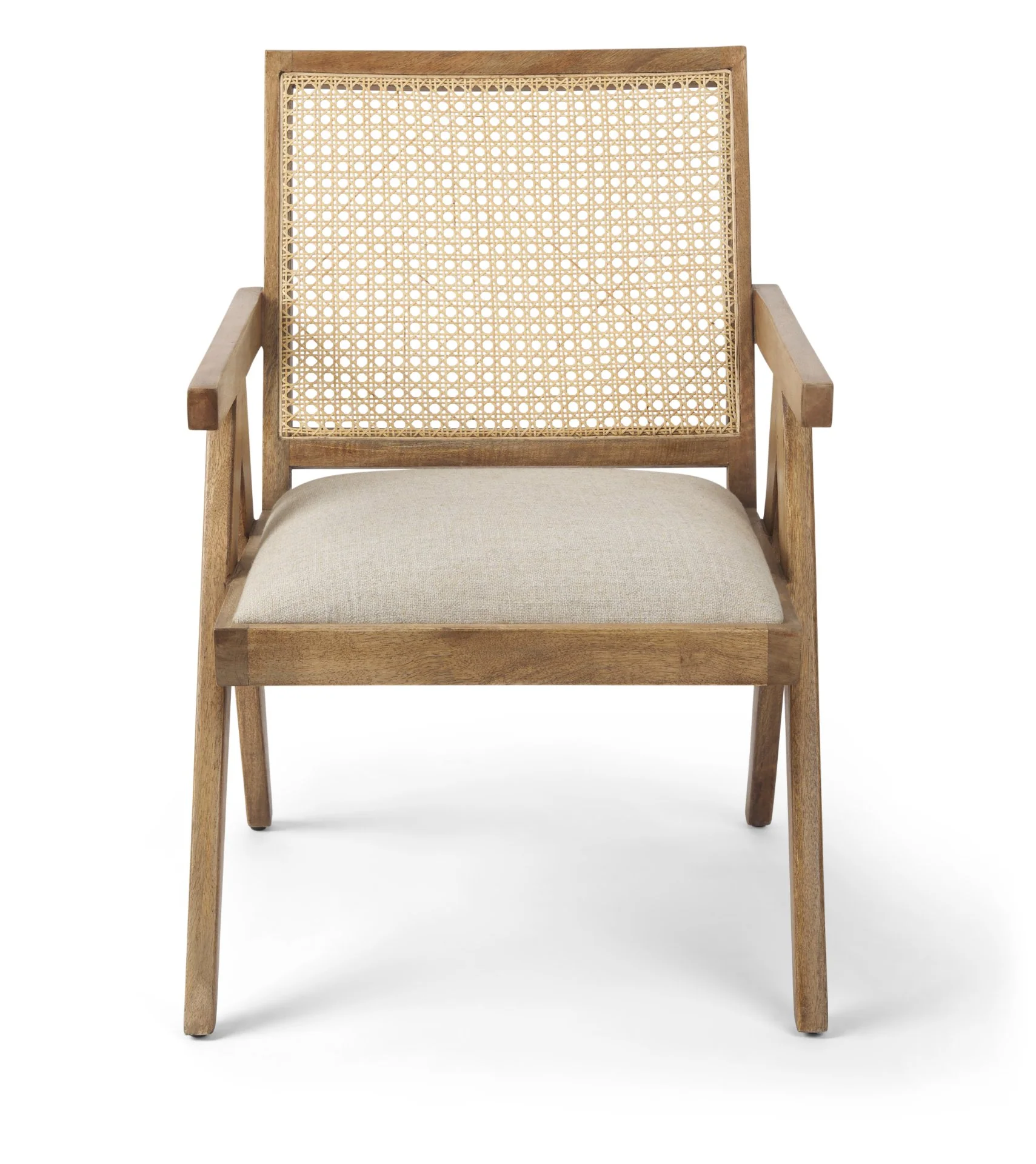 Safe Donna Light Brown Wood Cane-Back w Beige Upholstered Seat Dining Chair Prestigious