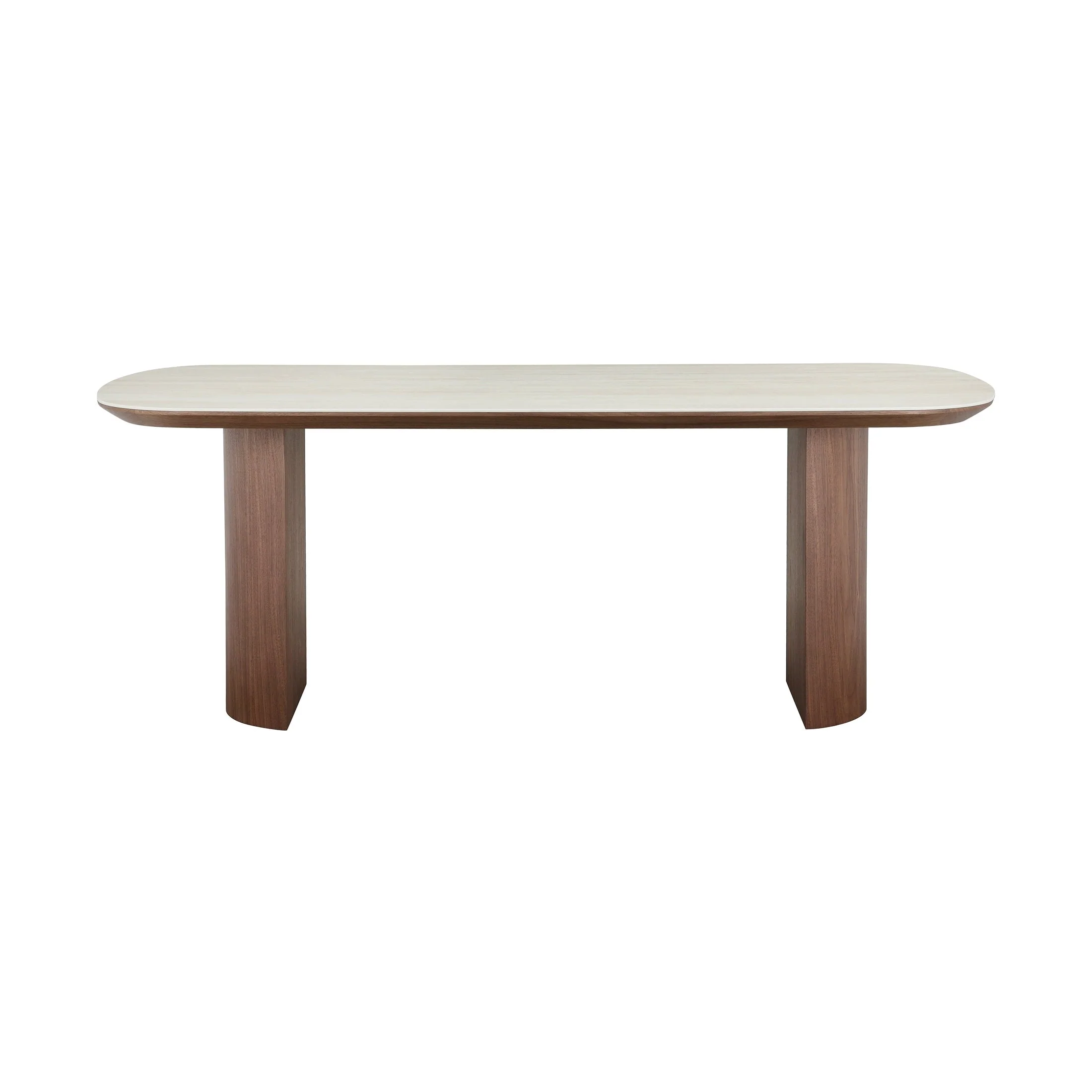 Contemporary Hola Ceramic-Top Walnut Pedestal Dining Table Authentic