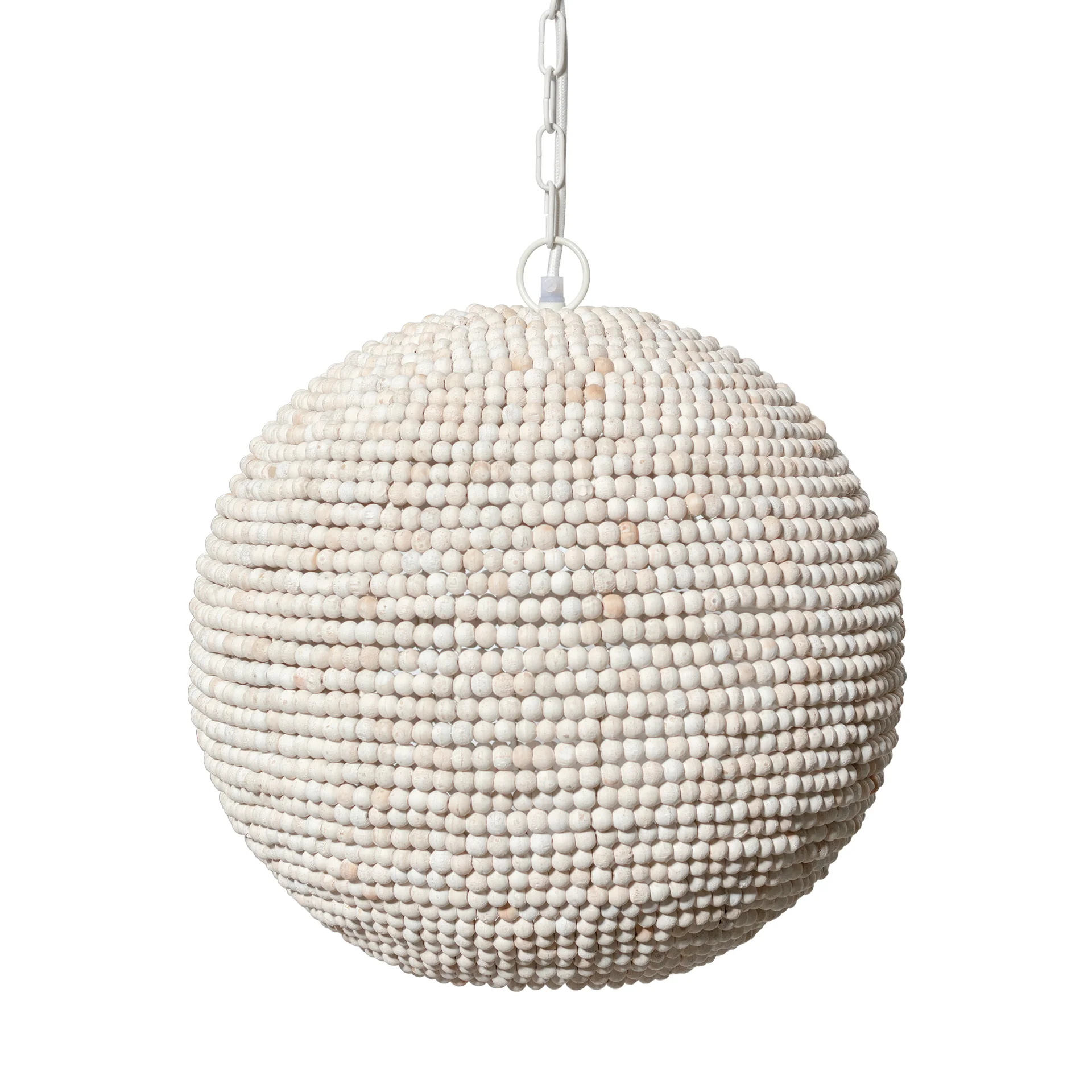 Specialty Theta White-Washed Wood Beaded Pendant Light Smart