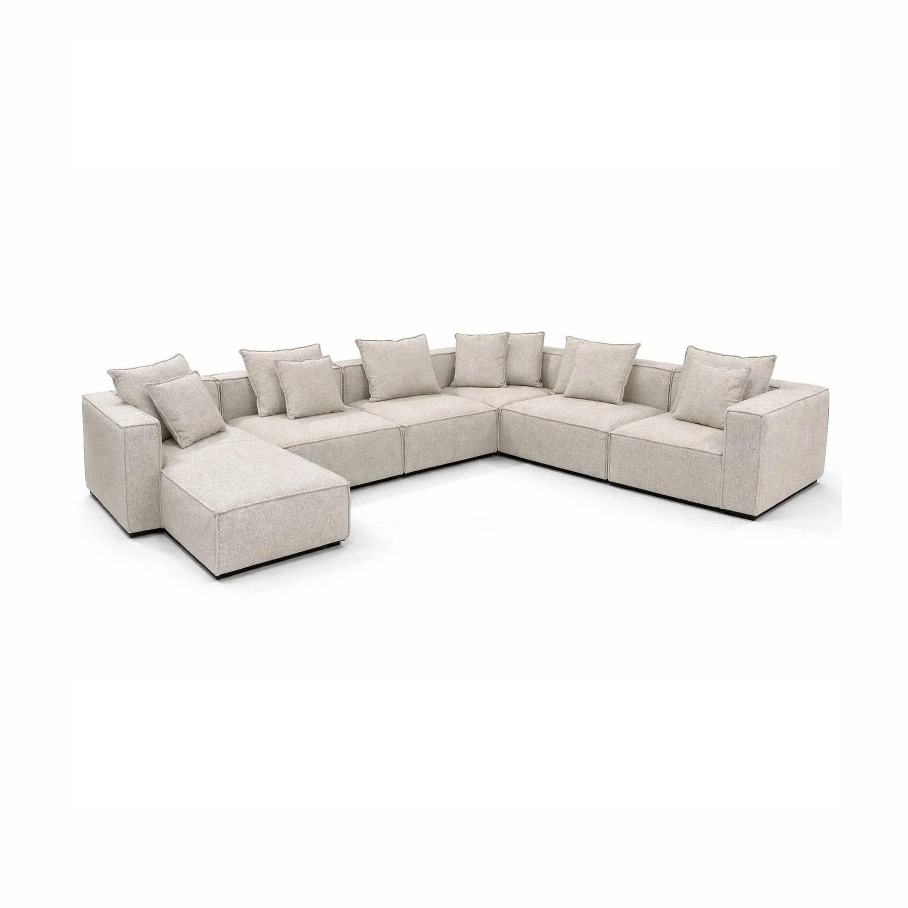 Minimalist Skive 6 Piece Modular Left Right Chaise Set - Quartz Artisan