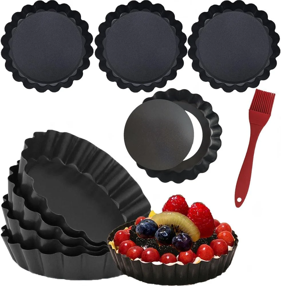 Quality Datanya 12Packs Mini Tart Pans 4 Inch Tart Pan Removable Bottom Round Nonstick Quiche Pan Heavy Duty Fluted Side for Pies Mousse Cakes Elite